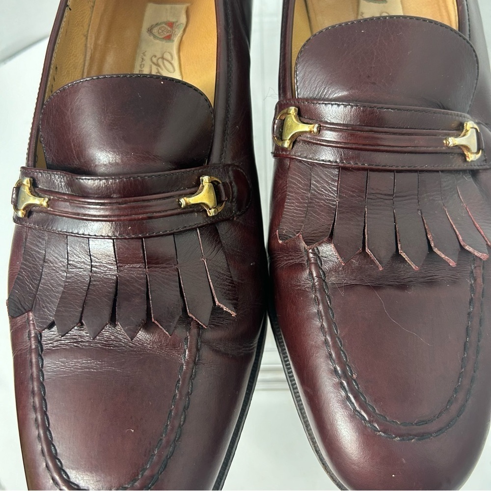 GUCCI Authentic Men’s Loafer Fringe Oxblood Made in Italy 41 US 9.5 US Horsebit - Picture 10 of 14